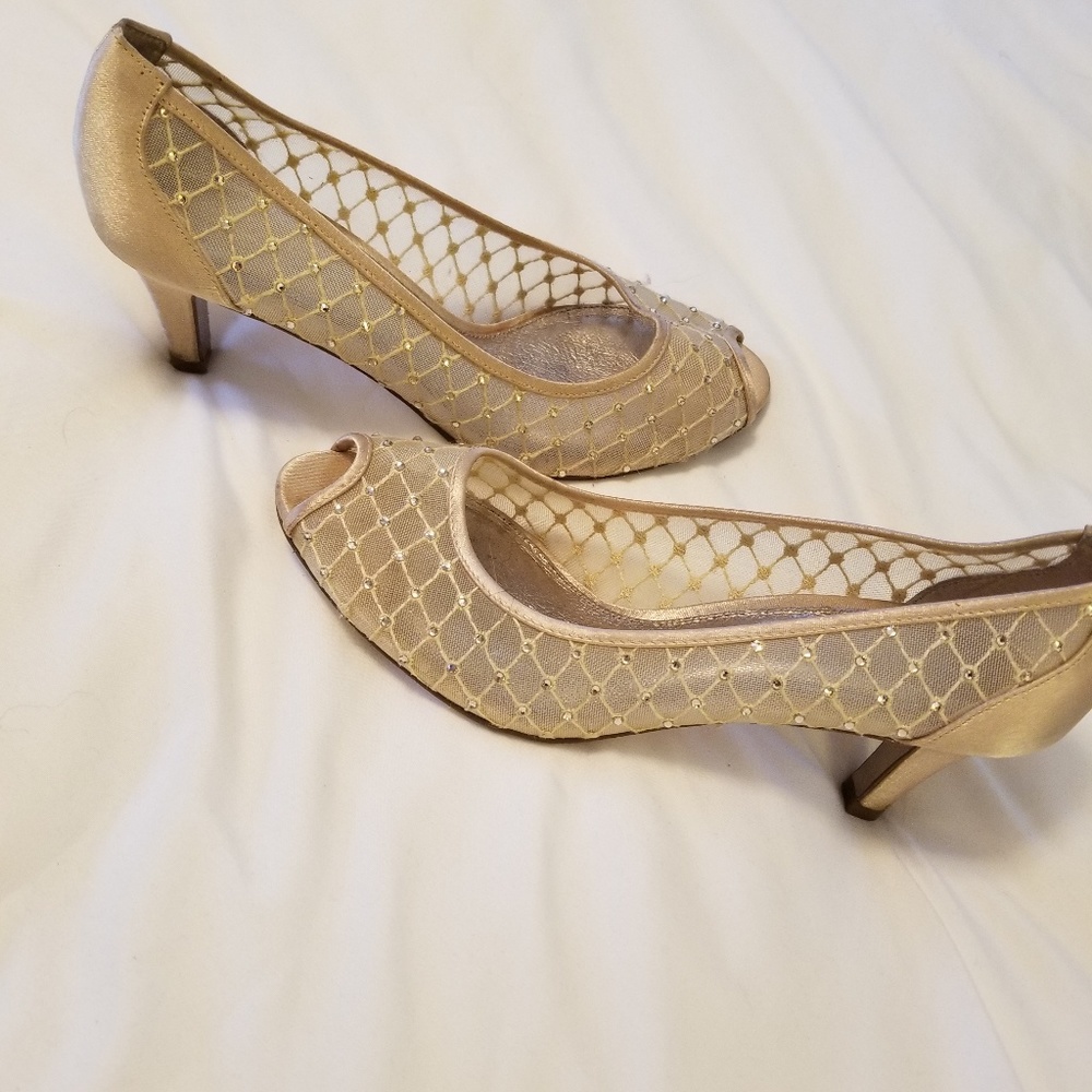 Gold kitten heels